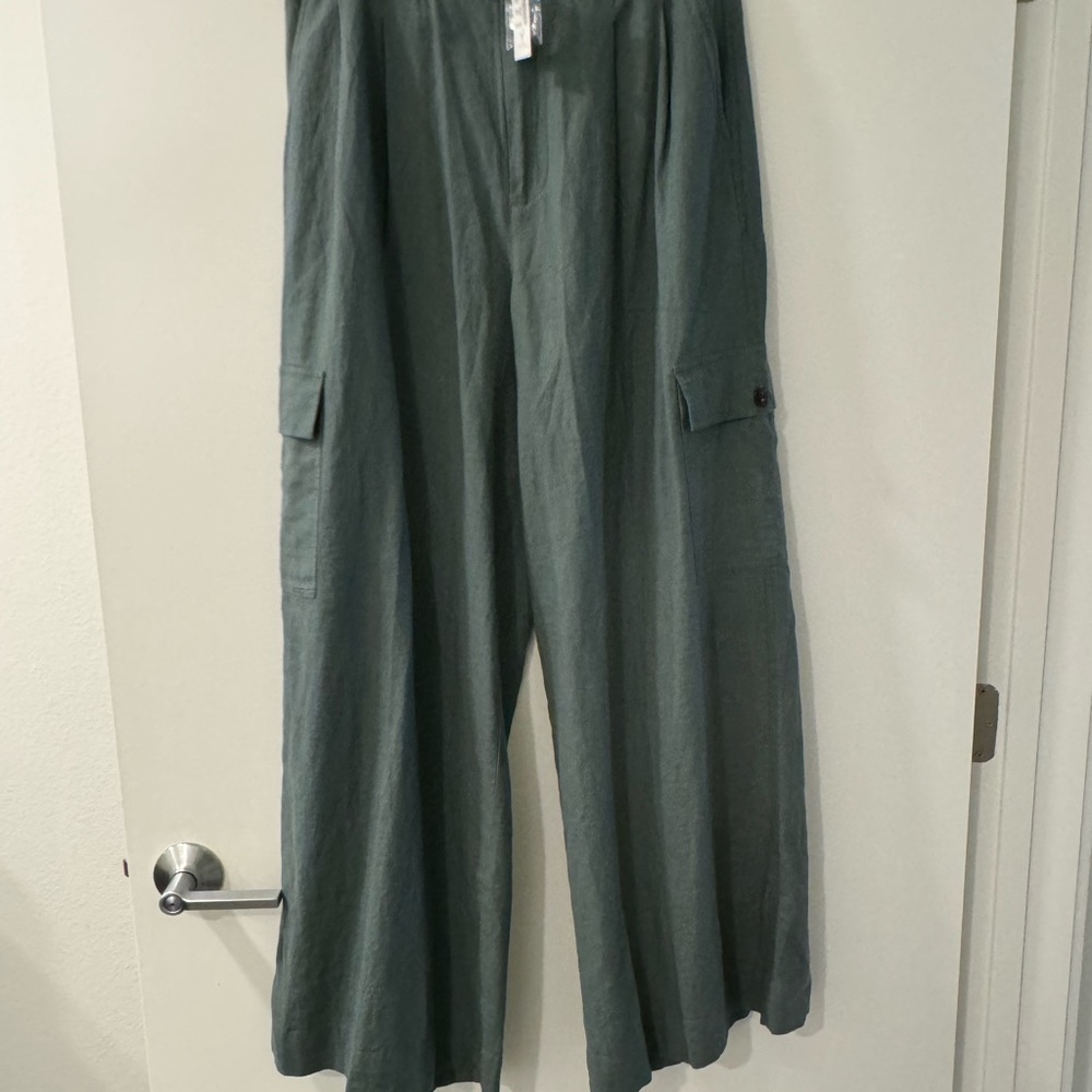 Madewell Wide Leg Linen-blend Cargo Pants